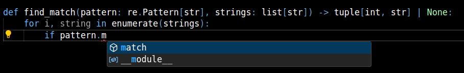 Pylance autocomplete example